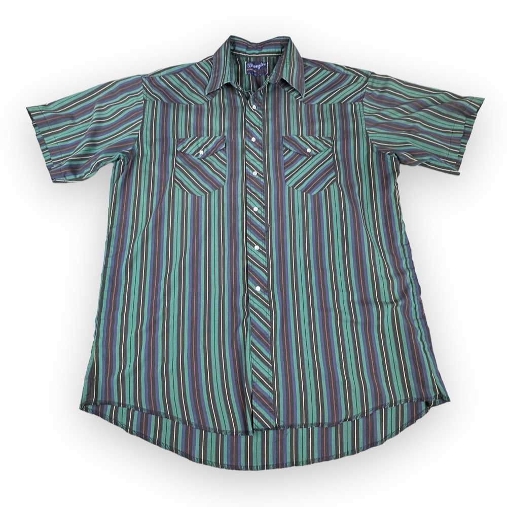 Vintage 90s Wrangler Extra Long Tails Western Shirt pearl snap cowboy XL